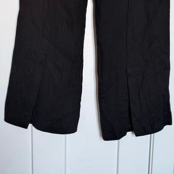 Zara Women’s Wide Leg Pull On Black Pants Back Slits Size L - Picture 3 of 7